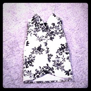 B/W floral mini dress
